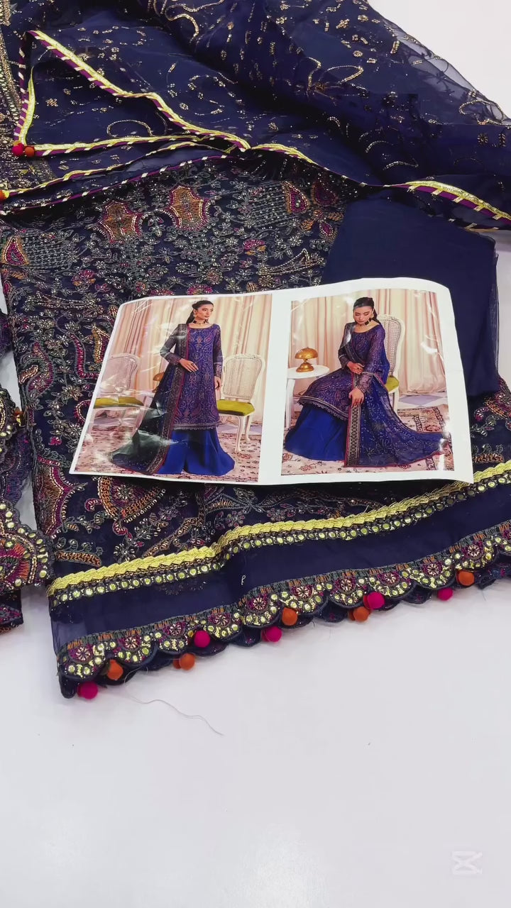 IZNIK BLUE  MIRAGE LUXURY ORGENZA COLLECTION| WEDDING FORMALS BY  SHAEBIZ