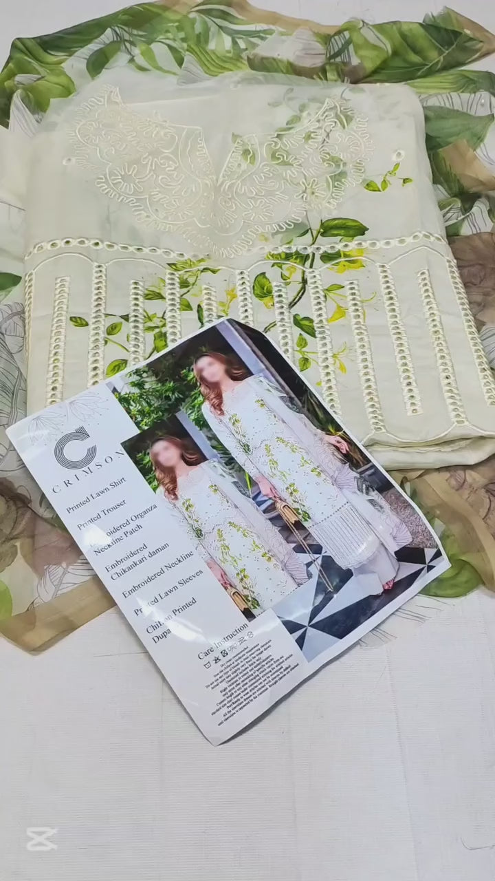 CRIMSON WHITE CHICKEN KARI PRINTED LAWN COLLECTION UNSTITCHED MASTER REPLICA BY SHAEBIZ