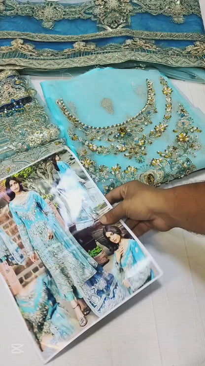 IMROZIA EMBROIDERED WEDDING COLLECTION| UNSTITCHED MASTER REPLICA| TOP PAKISTANI DRESS BY SHAEBIZ