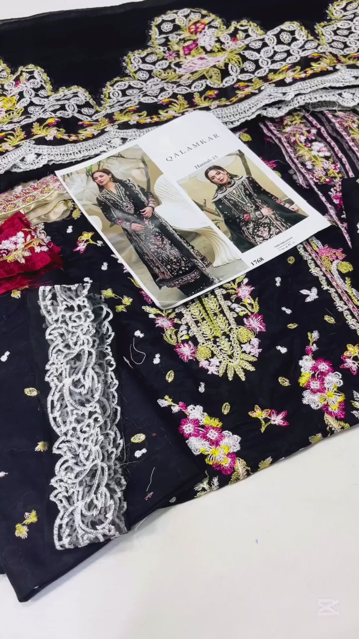 QALAMKAR LUXURY LAWN EMBROIDERED DRESS | HANIA AMIR| TOP PAKISTANI DRESS BY SHAEBIZ