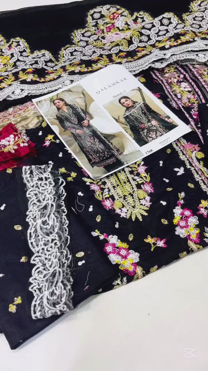 QALAMKAR LUXURY LAWN EMBROIDERED DRESS | HANIA AMIR| TOP PAKISTANI DRESS BY SHAEBIZ