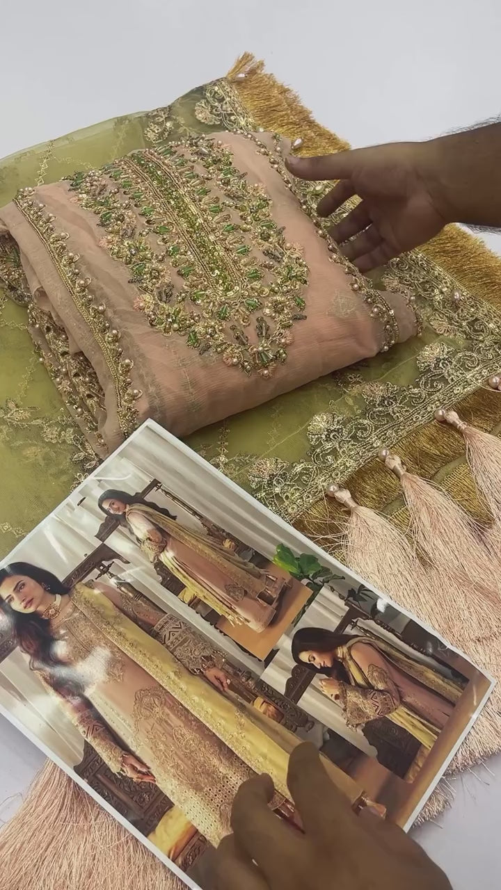 IMROZIA  PINK ROSY LUXURY WEDDING FORMALS|LATEST UNSTITCHED COLLECTION BY SHAEBIZ