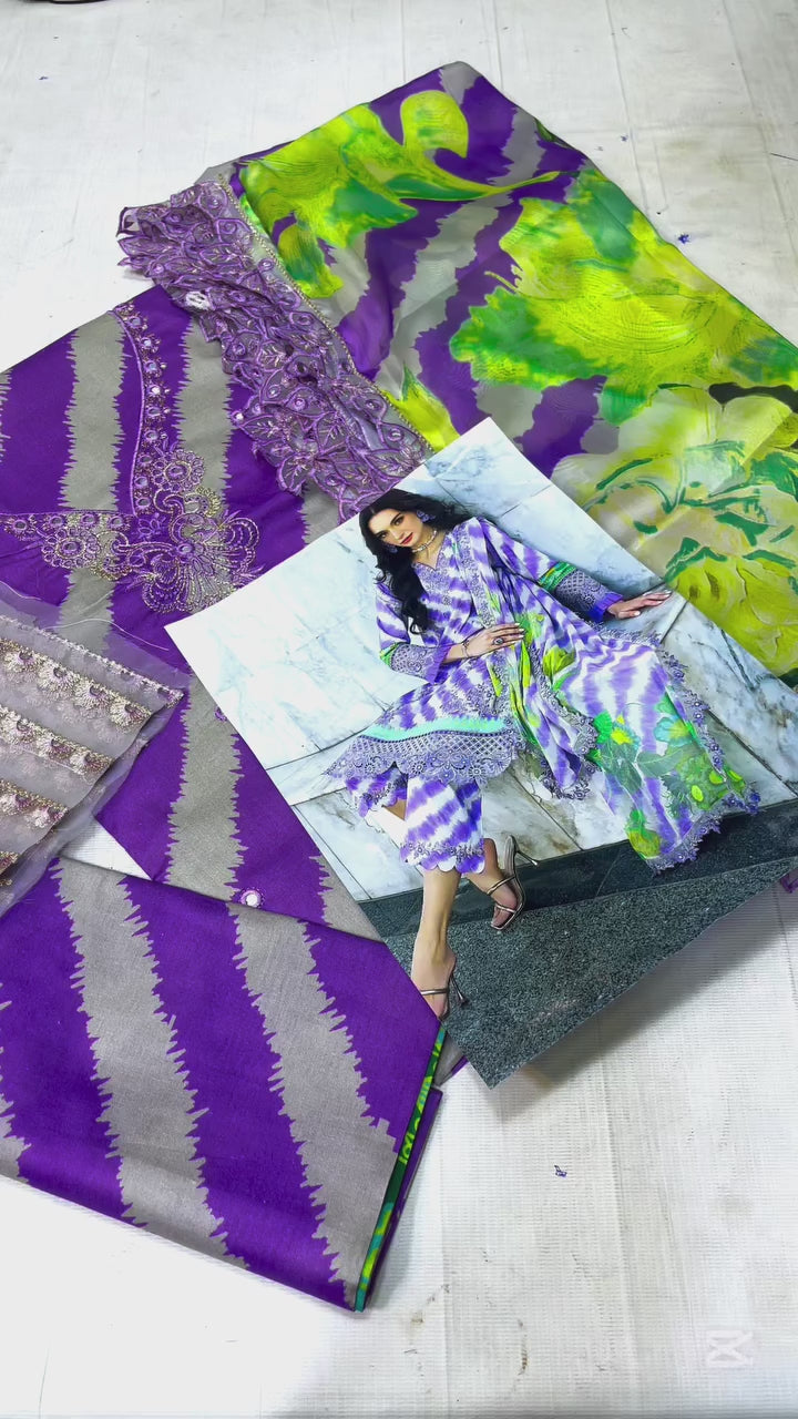 Charisma Purple Luxury Lawn Collection | Top Pakistani Dress By shaebiz