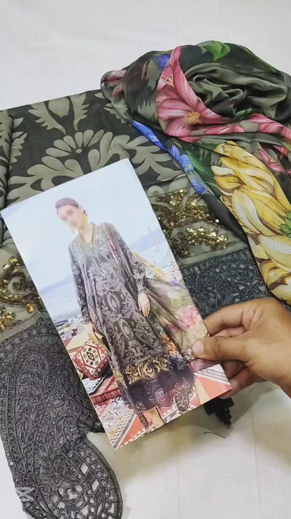 MARIA B CAMBRIC LAWN COLLECTION| UNSTITCHED 3 PCS  BY SHAEBIZ