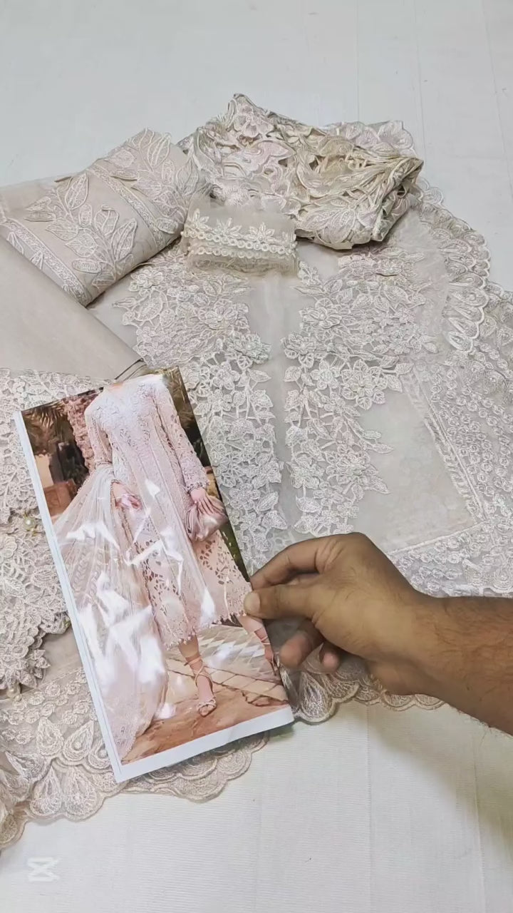 MARIA B IVORY EMBROIDERED LAWN DRESS| UNSTITCHED EID COLLECTION BY SHAEBIZ