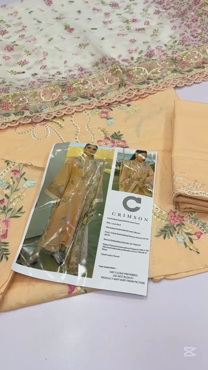 CRIMSON PEACHY LAWN COLLECTION| MASTER REPLICA| TOP PAKISTANI DRESS BY SHAEBIZ