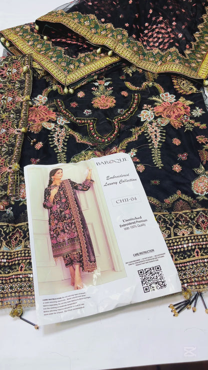 BAROQUE BLACK NET COLLECTION| TOP PAKISTANI DRESS BY SHAEBIZ