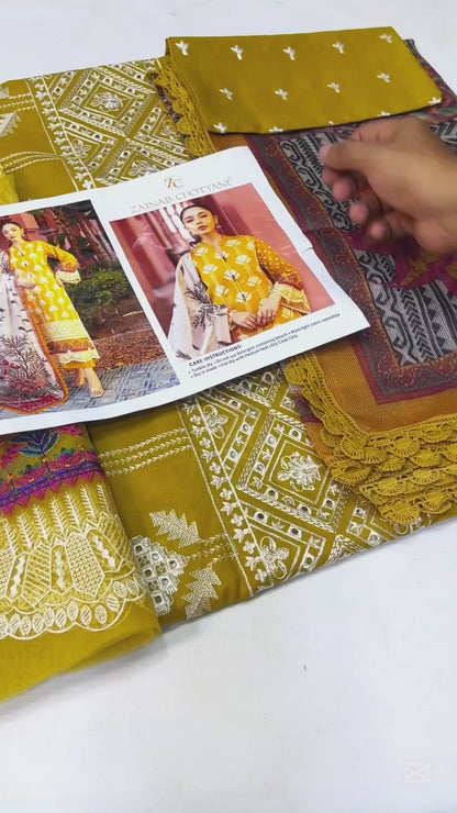 ZAINAB CHOTTANI ALAIN MASTERED LAWN CHICKEN KARI COLLECTION | TOP PAKISTANI DRESS BY SHAEBIZ