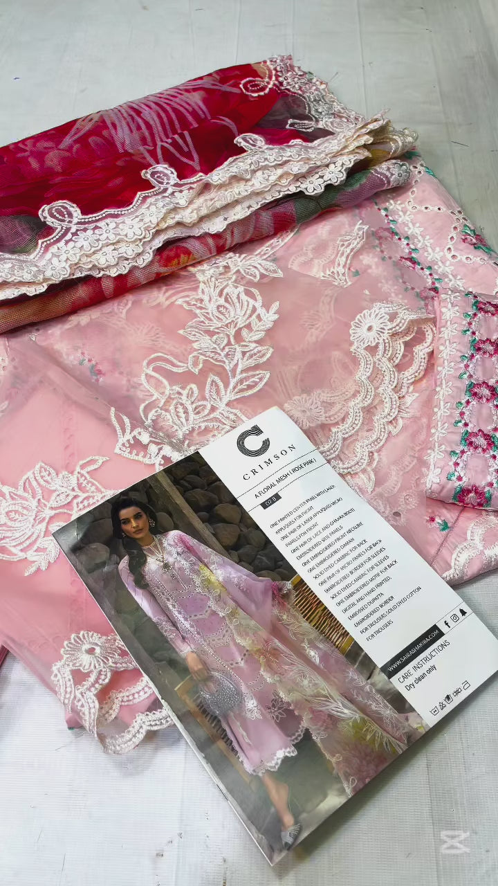 CRIMSON LUXURY UNSTITCHED MASTER REPLICA| TOP PAKISTANI DRESS BY SHAEBIZ SHOP