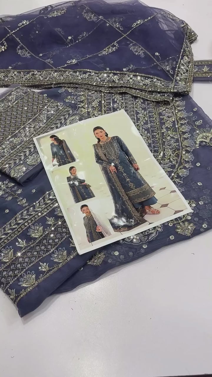 ASIM JOFA UNIQUE CHIFFON HEAVY EMBROIDERED| PARTY WEAR| TOP PAKISTANI DRESS BY SHAEBIZ