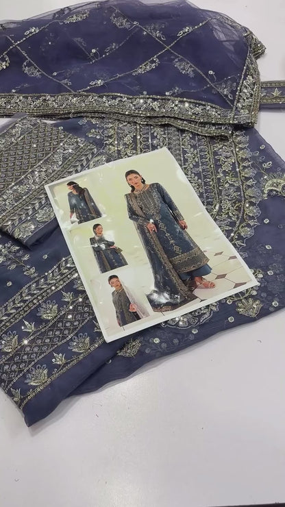 ASIM JOFA UNIQUE CHIFFON HEAVY EMBROIDERED| PARTY WEAR| TOP PAKISTANI DRESS BY SHAEBIZ