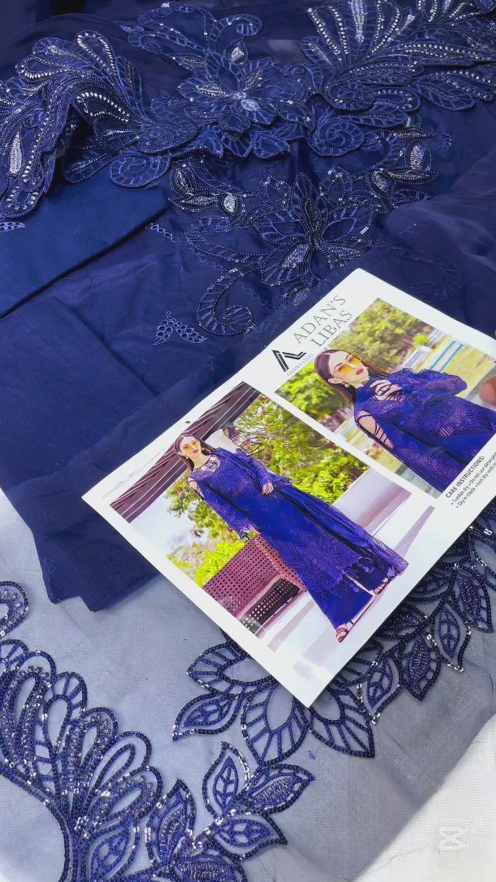 ADAN LIBAS BLUE LUXURY LAWN COLLECTION|UNSTITCHED MASTER REPLICA BY SHAEBIZ