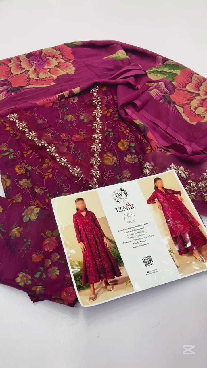 IZNIK PRINTED LAWN COLLECTION| MASTER REPLICA| TOP PAKISTANI DRESS BY SHAEBIZ