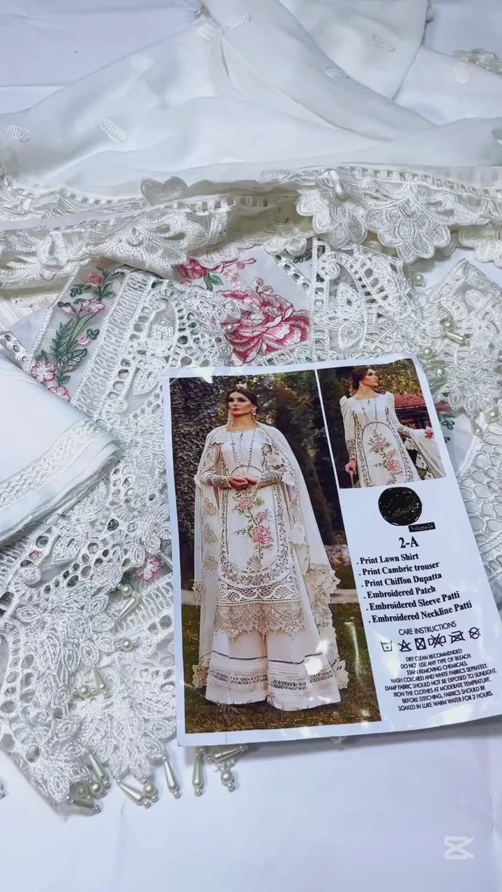 MARIA B TOOBA WHITE LUXURY LAWN COLLECTION|TOP PAKISTANI DRESS BY SHAEBIZ