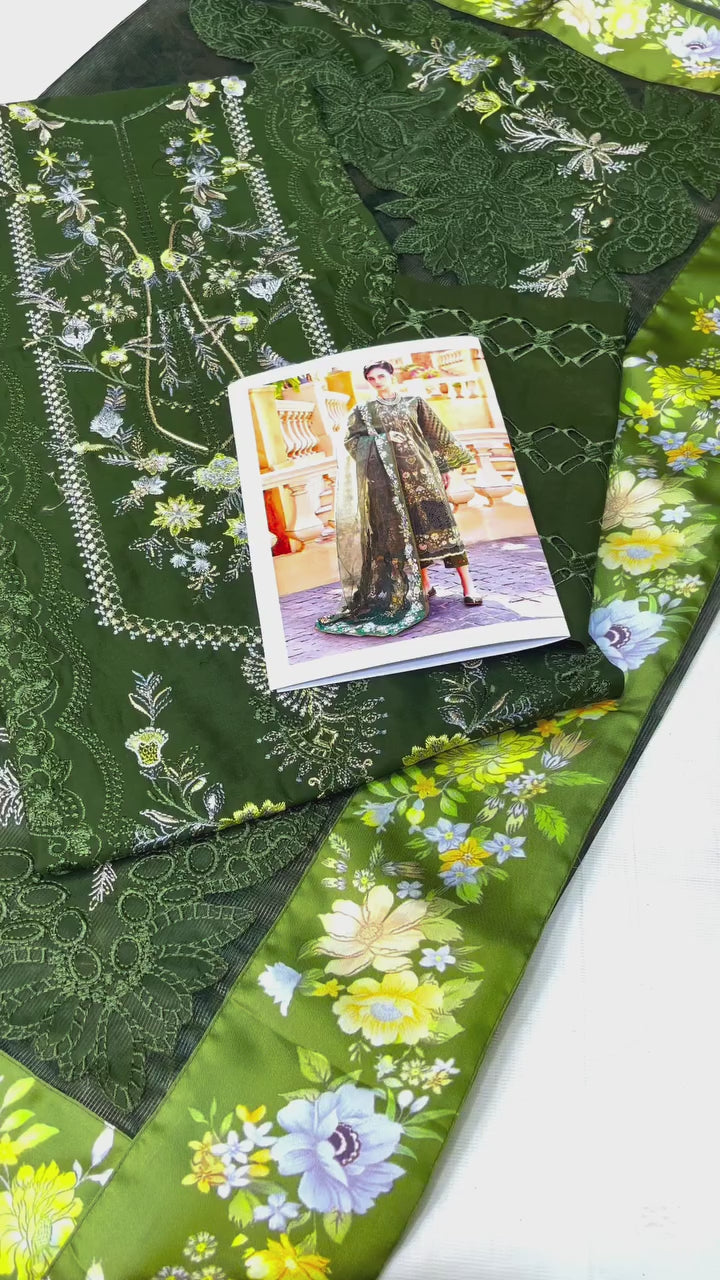 BAROQUE EMBROIDERED LAWN COLLECTION| UNSTITCHED PARTY WEAR| TOP PAKISTANI DRESS BY SHAEBIZ