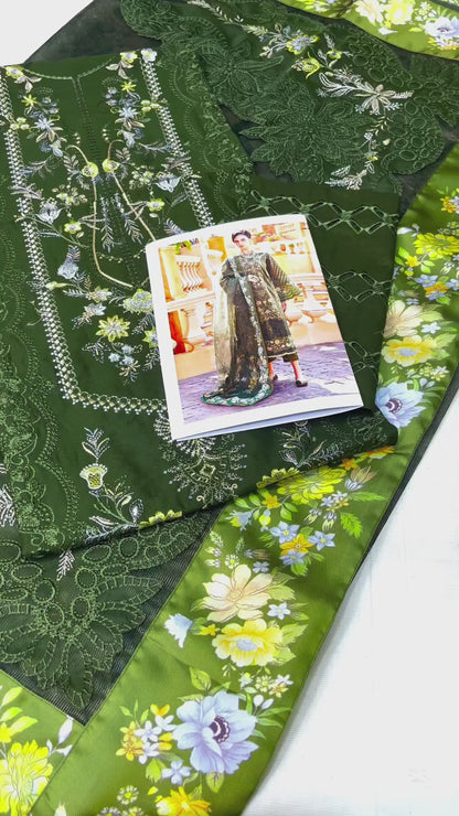 BAROQUE EMBROIDERED LAWN COLLECTION| UNSTITCHED PARTY WEAR| TOP PAKISTANI DRESS BY SHAEBIZ