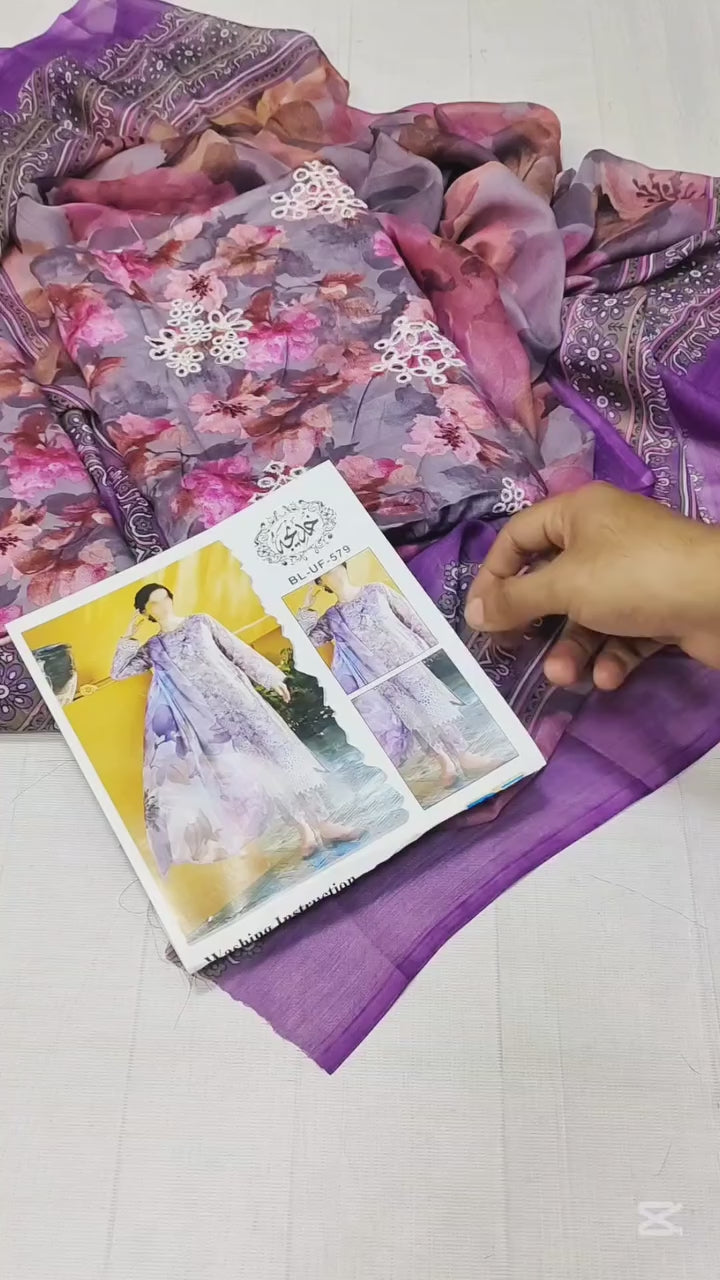 BAROQUE EMBROIDERED AND PTINTED LAWN COLLECTION| UNSTITCHED MASTER REPLICA BY SHAEBIZ