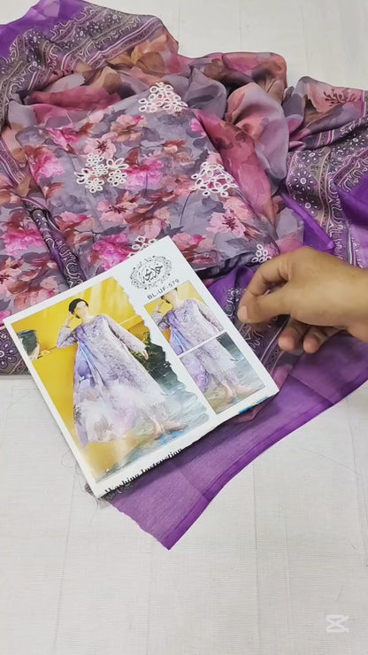 BAROQUE EMBROIDERED AND PTINTED LAWN COLLECTION| UNSTITCHED MASTER REPLICA BY SHAEBIZ