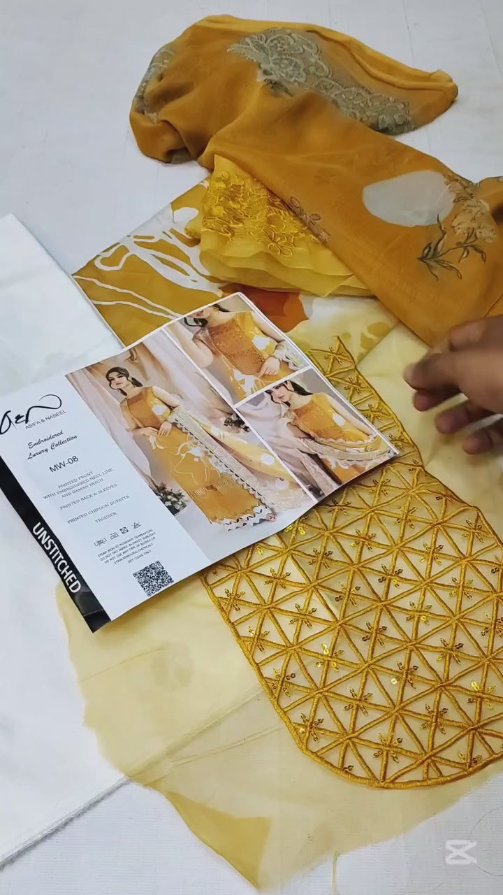 MERAKI BY ASIFA AND NABEEL EMBROIDERED LAWN DRESS| LATEST UNSTITCHED COLLECTION BY SHAEBIZ