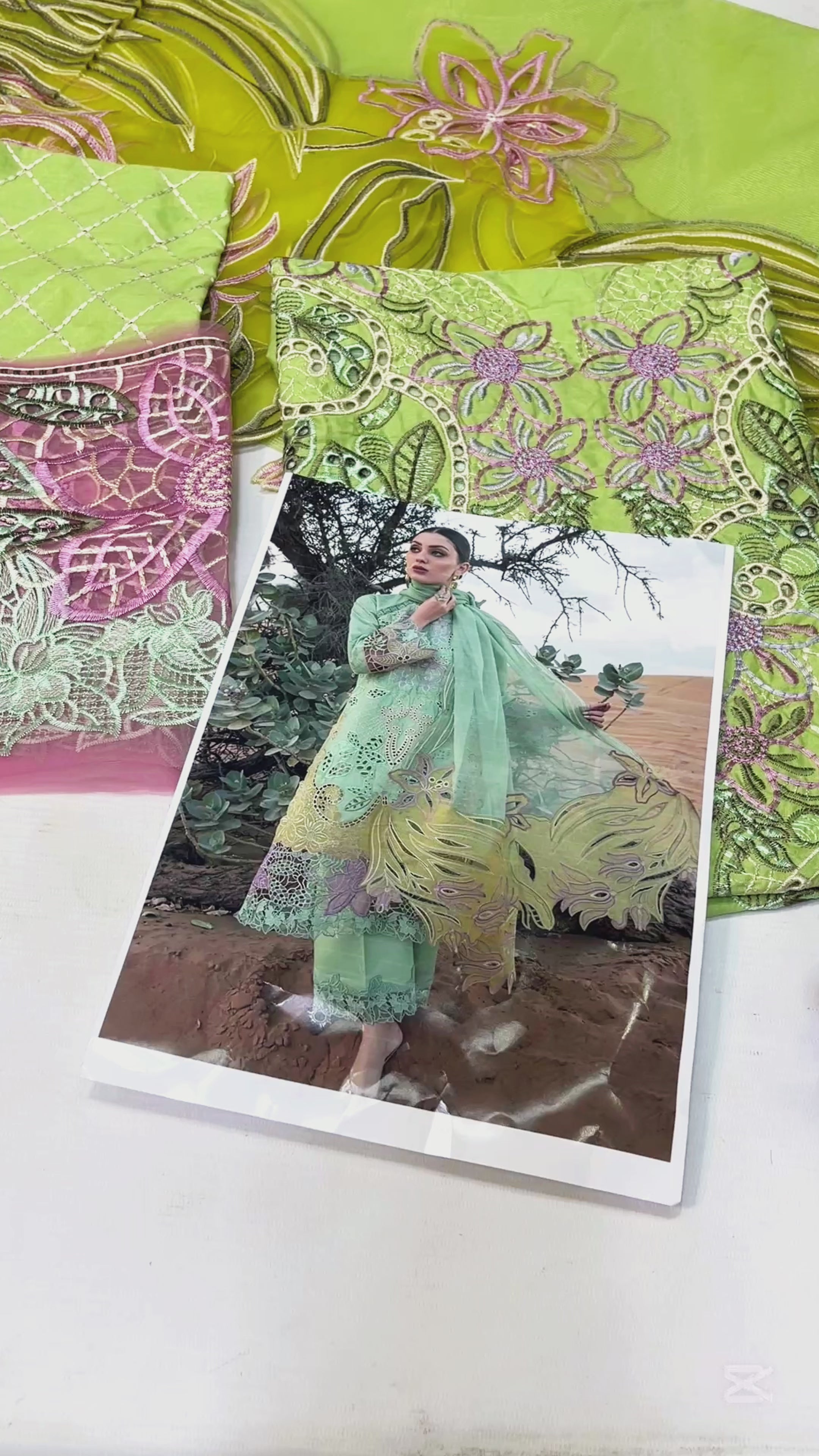 RANG RASIYA ELNAZ GREEN CHICKEN KARI| LAWN COLLECTION| TOP PAKISTANI DRESS BY SHAEBIZ|