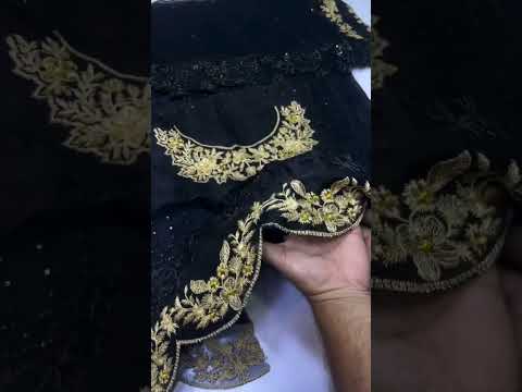 AZURE NEW JET BLACK LUXURY CHIFFON COLLECTION| UNSTITCHED MASTER REPLICA| TOP PAKISTANI DRESS BY SHAEBIZ