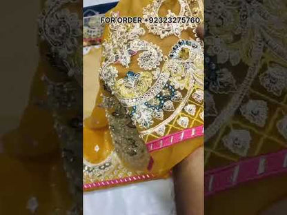 INDIAN ORANGE 2026 LUXURY ORGENZA GHARARA UNSTITCH COLLECTION BY SHAEBIZ