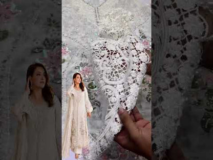 MARIA B LATEST WHITE CHIFFON| UNSTITCHED 3 PCS BY SHAEBIZ