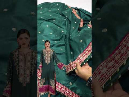 ETHNIC LATEST EMBROIDERED SILK KAFTAN| UNSTITCHED 3 PCS BY SHAEBIZ