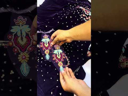 BAROQUE VELVET NIŻ PURPLE WINTER WEAR UNSTITCH COLLECTION BY SHAEBIZ