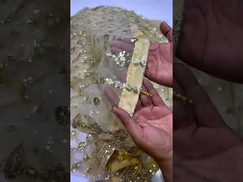 SABYASACHI LUXURY GOLDEN NET SAREE|UNSTITCHED WEDDING COLLECTION TOP PAKISTANI DRESS BY SHAEBIZ