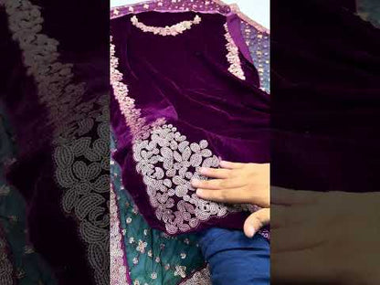 IZNIK EMBROIDERED LUXURY VELVET COLLECTION| UNSTITCHED 3 PCS | TOP PAKISTANI DRESS BY SHAEBIZ