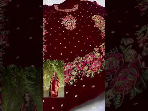 ANEELA'S LUXURY MEHROON VELVET COLLECTION| WITH VELVET SHAWL | TOP PAKISTANI DRESS BY SHAEBIZ