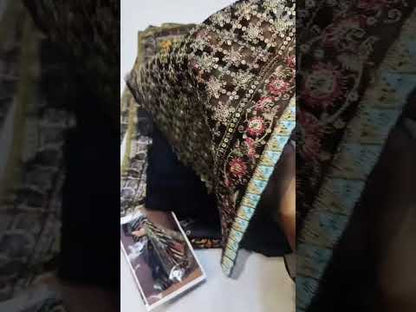 MARIA B BLACK SILK PRINTED SAREE| UNSTITCHED MASTER REPLICA| TOP PAKISTANI DRESS BY SHAEBIZ