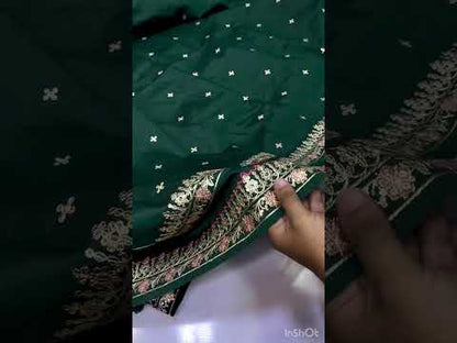 MARIA B 2026 GREEN LUXURY RAW SILK COLLECTION| UNSTITCHED 3 PCS| TOP PAKISTANI DRESS BY SHAEBIZ