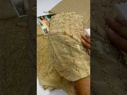 AROOB JATOI LUXURY CHIFFON SKIN SAREE| UNSTITCHED WEDDING COLLECTION| TOP PAKISTANI DRESS BY SHAEBIZ