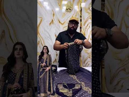HARIS SHAKEEL NEW NAVY BLUE COLOR| UNSTITCHED 3 PCS BY SHAEBIZ