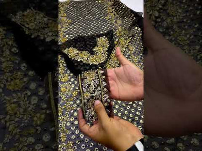 HARIS SHAKEEL NEW LUXURY BLACK CHIFFON BRIDAL COLLECTION| UNSTITCHED LATEST BRIDAL COLLECTION BY SHAEBIZ
