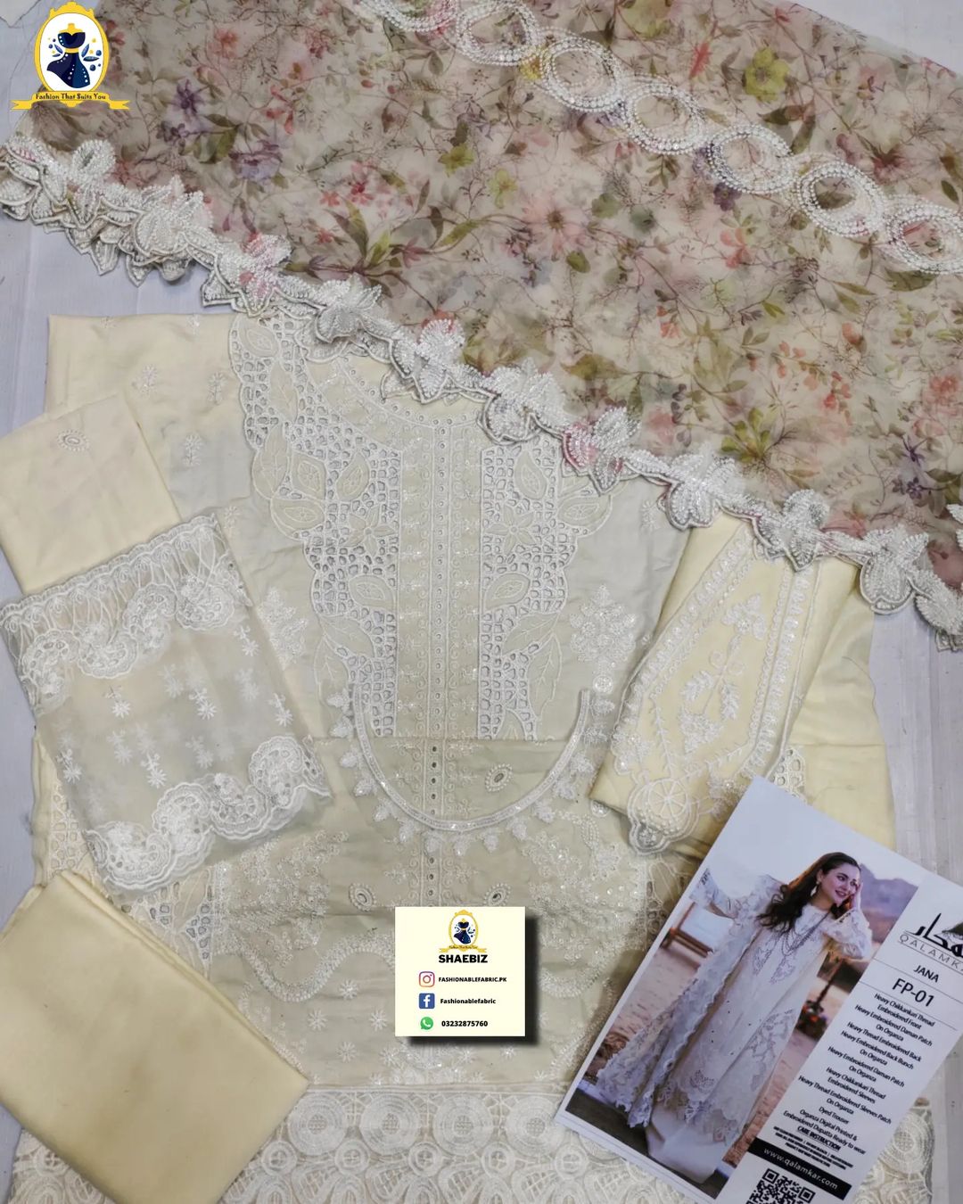 QALAMKAR LUXURY 2024 LAWN EID COLLECTION WEARING HANIA AMIR TOP PAKISTANI DRESS BY SHAEBIZ