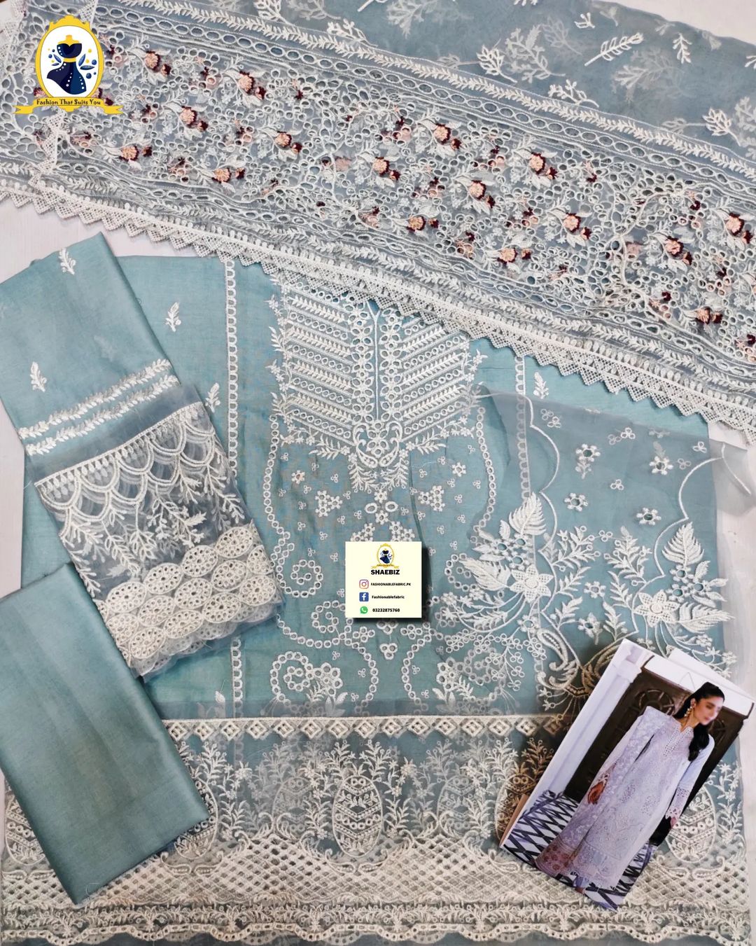 Pakistani gowns from Shaebiz's Qalamqar ChickenKari Lawn 2024 Eid Collection