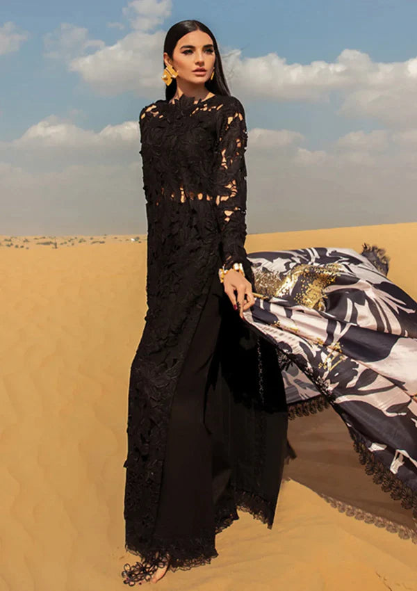 Rang Rasiya Black Cutwork | Fancy Lawn Top Pakistani Dress Summer 2024 | By Shaebiz