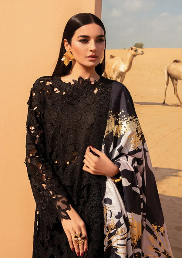 Rang Rasiya Black Cutwork | Fancy Lawn Top Pakistani Dress Summer 2024 | By Shaebiz