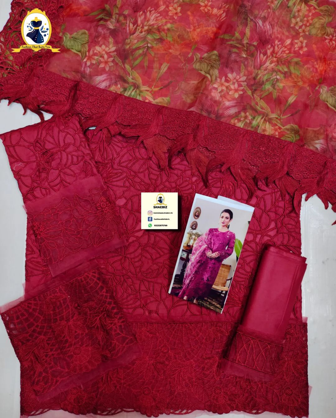 RANG RASIYA REHMAT LUXURY PARTY WEAR LAWN TOP PAKISTANI DRESS BY SHAEBIZ