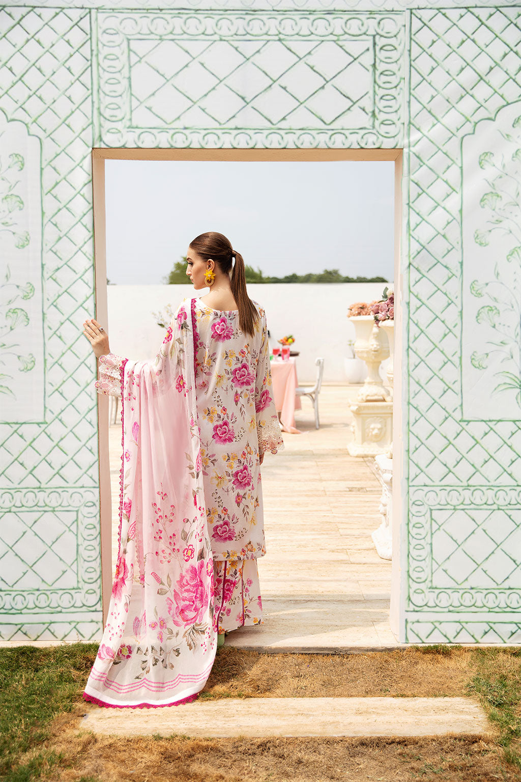 RANGREZ BY RAMSHA PINK PETAL LUXURY LAWN COLLECTION| UNSTITCHED SUMMER COLLECTION| TOP PAKISTANI DRESS BY SHAEBIZ