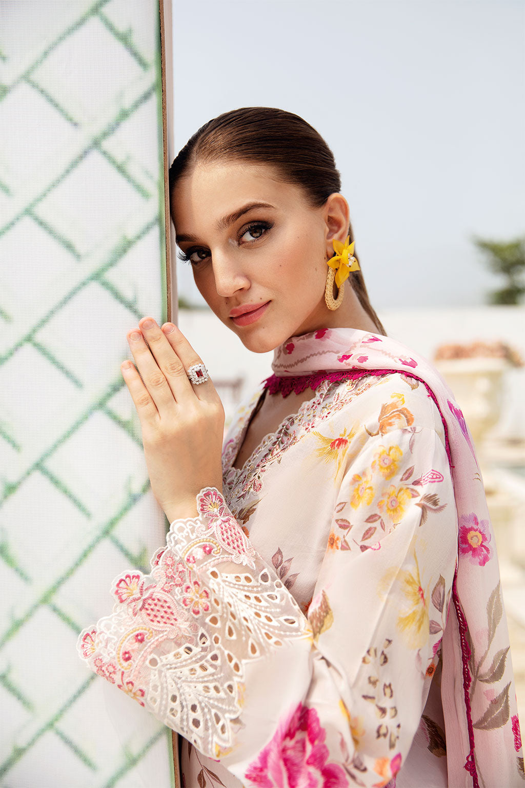 RANGREZ BY RAMSHA PINK PETAL LUXURY LAWN COLLECTION| UNSTITCHED SUMMER COLLECTION| TOP PAKISTANI DRESS BY SHAEBIZ