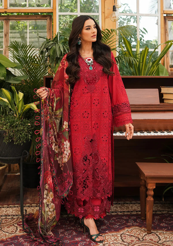 KAHF RED KARINA LAWN CHICKEN KARI COLLECTION| TOP PAKISTANI DRESS BY SHAEBIZ