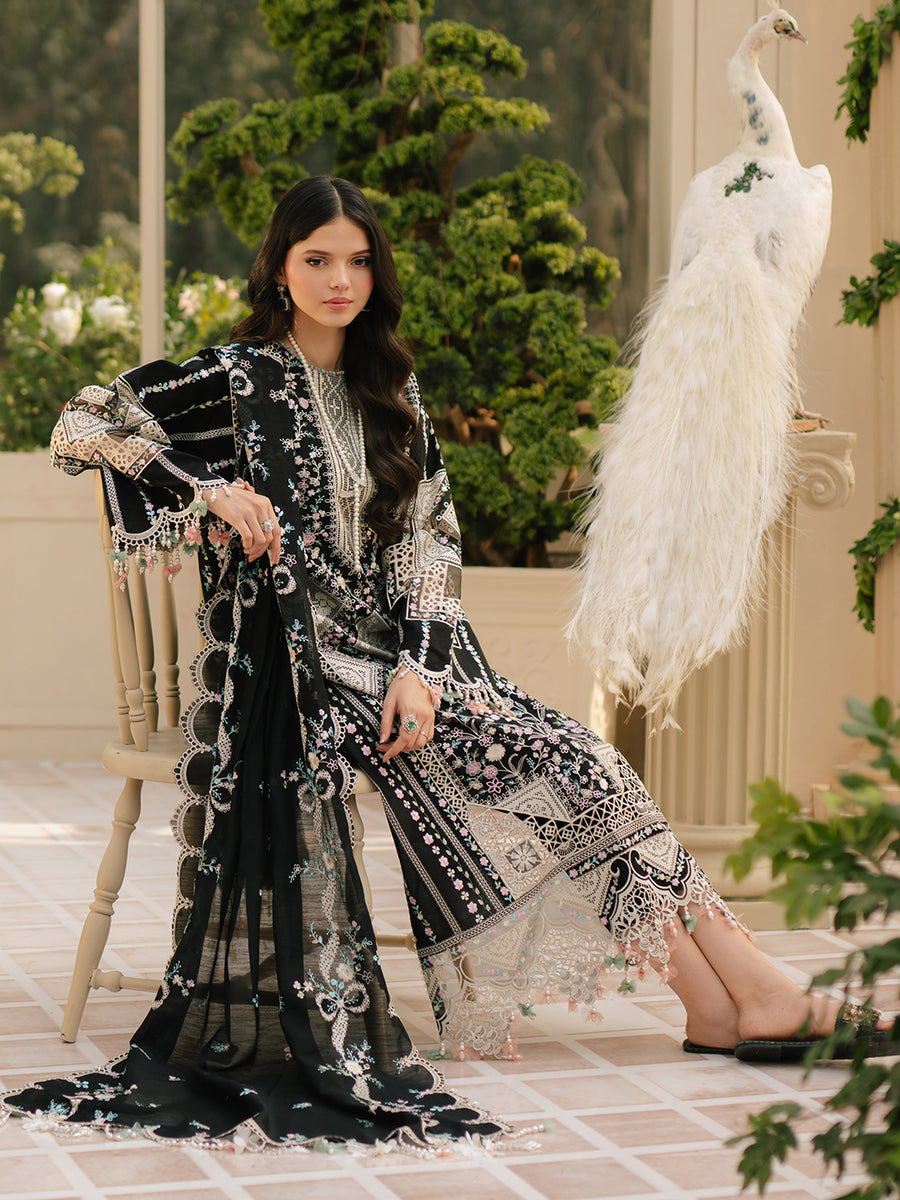 BIN LIYAS LAILA BLACK LUXURY LAWN COLLECTION| TOP PAKISTANI DRESS BY SHAEBIZ