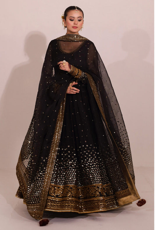 ASIM JOFA BLACK SMOKE LUXURY CHIFFON COLLECTION| MAATER REPLICA| TOP PAKISTANI DRESS BY SHAEBIZ