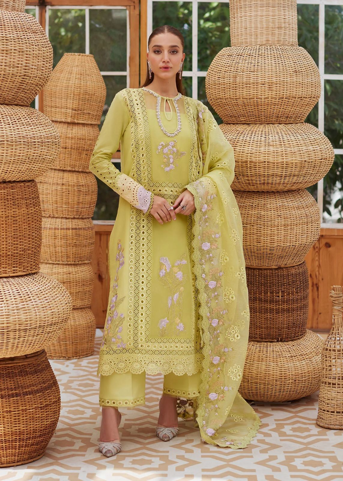 CRIMSON LEMON CHICKEN KARI LAWN COLLECTION| TOP PAKISTANI DRESS BY SHAEBIZ