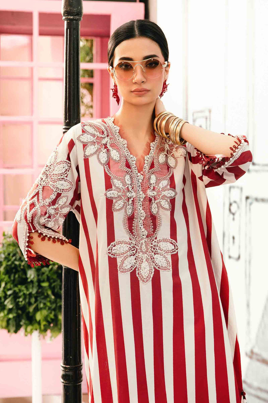 MARIA B RED RUBY MPRINT PARTY WEAR COLLECTION|TOP PAKISTANI DRESS BY SHAEBIZ