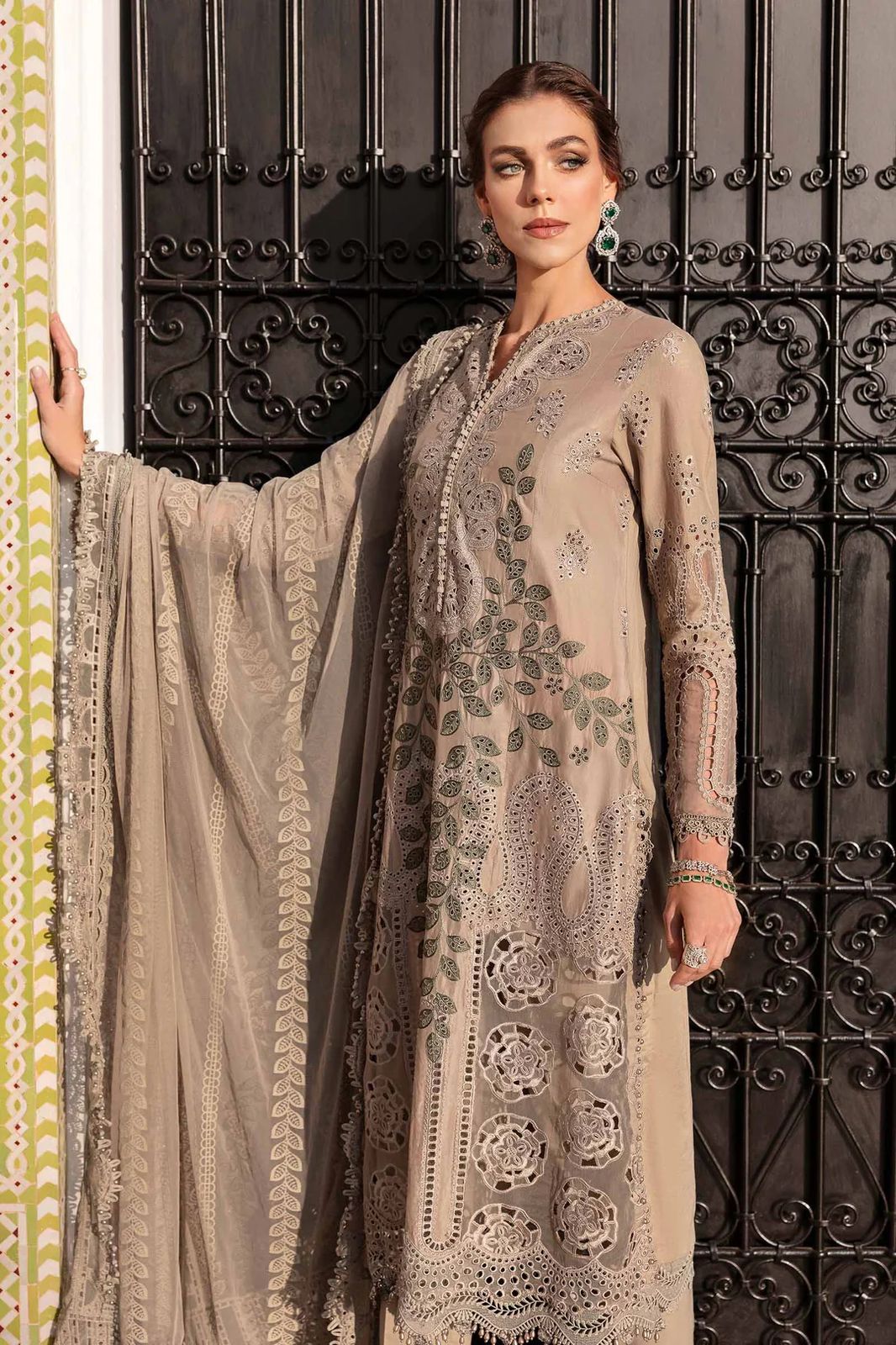 MARIA B COFFEE LUXURY LAWN CHICKEN KARI COLLECTION|TOP PAKISTANI DRESS BY SHAEBIZ
